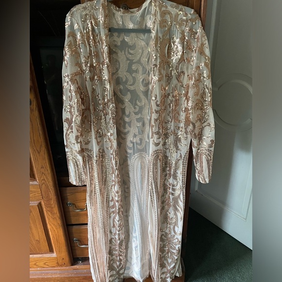 Sequin Cardigans Duster Sparkly Blazer Jackets Long for Women Evening - Picture 4 of 5